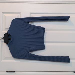 SHEIN blue ribbed cropped flare sleeves top